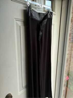 IMPROVD Women’s S Long Black Leather Trim Vortex Viscose Maxi Wrap Skirt